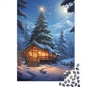 Christmas Cabin 1000 Pc Cardboard DIY Winter Fairy Tale Style Jigsaw 12+, Challenging Family Game, Stress Relief, Vibrant Colours & Leisure Decor 38x26cm/1000pcs
