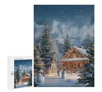 Christmas Cabin in Snowy Mountains Puzzle 1000 Teile Schwer Puzzle Spielzeug Lernspiel Impossible Herausforderungsspielzeug Für Erwachsene Kinder 500 PCS