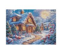 Christmas Cabin Winter Snow Path Forest Outdoor 300 Piece Adult Jigsaw Puzzle Engaging Fun Stimulating Perfect Pastime for Adults 300 PCS（40x28cm）