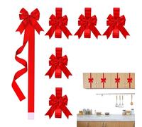 Christmas Cabinet Bows, 6Pcs Large Red Kitchen Cupboard Christmas Bows, Holiday Ribbon Bow Decoration for Front Door, Fireplace, Wreath, Packaging, Cabinets