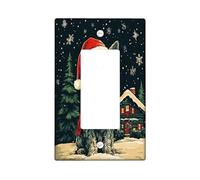 Christmas Cairn Terrier Dog Decorative Light Switch Cover Wall Plate 1 Gang Single Rocker, Xmas Snowy Forest Switchcover Switchplate, Pet Electrical Faceplate for Kitchen Living Room