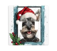 Christmas Cairn Terrier Dog Decorative Light Switch Cover Wall Plate 2 Gang Double Toggle, Funny Xmas Windows Switchcover Switchplate, Pet Electrical Faceplate for Kitchen Living Room