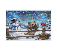 Christmas Cairn Terrier Dog Jigsaw Puzzles for Adults 1000 Pieces, Festive Snowmen Fence Decorative Puzzles, Xmas Decorations for Family Entertainment Party Gift