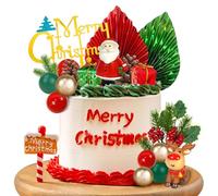 Christmas Cake Decoration,Christmas Cake Toppers Set,20PCS Xmas Decor for Festive Cake Includes Santa Claus Snowman Reindeer Pine Cones Balls Pine Branches Sphere and More for Holiday Party Decoration