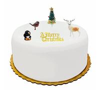 Christmas Cake Decorations Cake Toppers (5 Piece) Uk Cupcake Decorations Kit Penguin Christmas Sign Reindeer Christmas Tree Holly Leaf Robbin