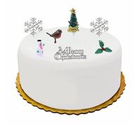 Christmas Cake Decorations Cake Toppers (7 Piece) Uk Cupcake Decorations Kit Holly Tree Christmas Sign Snowman Christmas Tree Holly Leaf Robbin Snowflake (Silver Set)