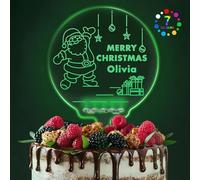 Christmas Cake Decorations Personalised 7 Colour Changes Christmas Cake Toppers LED Merry Christmas Cake Topper Christmas Theme Party Ornaments (Style 1)