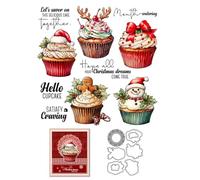 Christmas Cake Santa Hat Clear Stamps and Cutting Dies Sets for Card Making