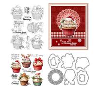 Christmas Cake Stamps and Die Cuts for Card Making Christmas Gingerbread Man Transparent Silicone Clear Stamp and Metal Cutting Dies Sets for DIY Scrapbooking Paper Crafting Seals Decorative Supplies
