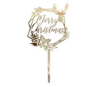 Christmas Cake Topper - Double Layer Dessert Topper | European Style Elk Merry Christmas Cake Topper | Acrylic Christmas Cake Topper for Decorating Ice Cream, Desserts, Jelly, and Egg Tart