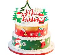 Christmas Cake Topper Santa Claus Merry Christmas Cake Toppers Snowman Deer christmas Tree Cake Topper Picks for Merry Theme Holiday Party Decorations Supplies