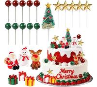 Christmas Cake Topper Set, Christmas Cake Decoration 22pcs Festive Decorations for Holiday Cakes, Cupcakes, and Cookies, Premium Edible Decor for Baking