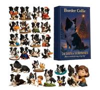 Christmas Calendar 2025 | 2D Acrylic Advents Dog Figurines, 24-Day Animal Countdown Calendar | Border Collie Christmas Decorations for Kids, Adults, Home Decor, Wall, Holiday New Year