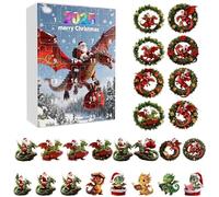 Christmas Calendar 2025 Advent Dragon Ornament - 2D Acrylic Pendant 24 Day Decor, Flying Dragon Christmas Countdown Decorations | For Home Tree Car Rearview Mirror
