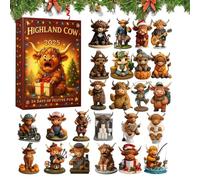 Christmas Calendar - 2025 Highland Cattle Christmas Advent Calendars, 2D Acrylic Christmas Themed Keepsake 24 Days Christmas Calendar Hanging