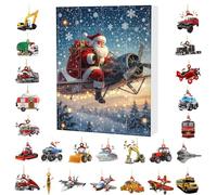 Christmas Calendar | 24 Boxes Countdown To Christmas,2D Acrylic Santa Transportation Theme Vehicle Pendant for Home Yard Tree Front Door
