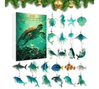Christmas Calendar - 24 Days 2D Christmas Decoration | Sea Animal Calendar Tree Pendant, for Backpack, Key Ring, Entrance, Table, Living Room, Bedroom, Window, Door, Party, Adults, Children
