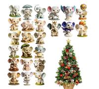 Christmas Calendar - 24 Days Adventt Set, 2D Acrylic Countdown Ornament Anticipating Festive Fun | Animal Theme Decoration Gift For Home, Holiday Celebration, Party, Elephant Lovers