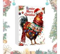 Christmas Calendar, 2D Acrylic Rooster Rustic Decoration, 24 Grids Chicken Advent, for Christmas Countdown New Year Holiday Collection Keepsake Farm Home Party