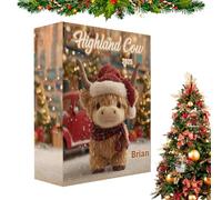 Christmas Calendar Advent 2025,2d Acrylic 24-Day Pendant Christmas Decor - Holiday Countdown Highland Cow Pendant | for Indoor Bedroom Wall Window Tree Party Car Bag Purse Holiday Birthday