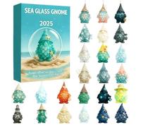 Christmas Calendar Advent 2025-2D Acrylic Sea Glass Gnome Ornament Set, Family Fun Activities, 24 Day Countdown Calendar with Hanging for Learning Development, 26 x 18 x 3 cm