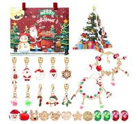 Christmas Calendar Advent - 2025 Kids Bracelets Countdown Calendar 24 Days Holiday Jewelry Making Craft Supplies Set Creative Daily Surprise Kit Festive DIY Activity Box Charming Seasonal Fun Gift Ide