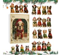 Christmas Calendar Advent 2026 2D Acrylic 24 Days Advent Dog Decor | Animal Holiday Countdown Calendar Box for Kids Teens Adults Home Office Wall Window Tree Party Holiday A