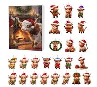 Christmas Calendar Advent - 24 Days Holiday Themed Party Favor Decorations 2d Acrylic,Christmas Highland Cow Advent Calendar 2025,for Toddler Kids Teens Girls Family Fun Activity