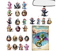 Christmas Calendar Advent | 2D Dinosaur Home Decor,Christmas Countdown with Dragon Toys,for Tree Window Door Office Car Shops Shelf Desk Wreaths Living Room Birthday Adults