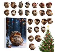Christmas Calendar Advent Flat 2D Animal Ornaments Acrylic for Holidays, Cute Acorn Pendants with Countdown Design, Creative Hanging Decoration, Festive for Living Room, Door, Fireplace