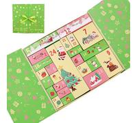 Christmas Calendar Box - 13.19x12.01x3.15 inches 24-Day Empty Holiday Countdown Organizer for Candy Treats, Jewelry Cards with Gift-Filling Fun, Decorative Storage for Kids Adults, Red Green