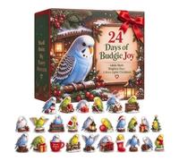Christmas Calendar Budgerigar Advent 24-Day Ornament Countdown | 2D Acrylic Bird Tree Charm for Kids Adults Apartment Living Room Bedroom Tree Wall Mantel Door Wreath Holiday Party