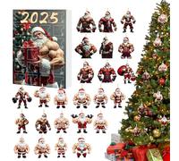 Christmas Calendar Countdown, 2025 Countdown Calendar 2D Acrylic Muscles Santa Pendant, Lovable Christmas Pendant, Home Decoration, for Son Teens Daughter Men Women Girls Husband Wife Friends Boys