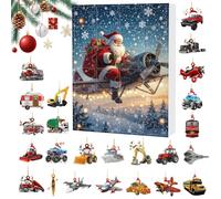 Christmas Calendar Countdown - 24 Boxes Decoration | 2D Acrylic Ornament with Santa Transport Design | For The Garden, Front Door, Christmas Tree, Christmas , Holy Day