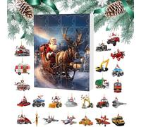 Christmas Calendar Countdown - 24 Boxes Decoration | 2D Acrylic Ornament with Santa Transport Design | For The Garden, Front Door, Christmas Tree, Christmas , Holy Day
