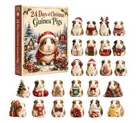 Christmas Calendar Countdown 24 Days 2D Acrylic Cute Guinea Pigs 26x18x3cm | Holiday Countdown Home Decorations for Home Farmhouse Window Wall Mantle Living Room Bedroom