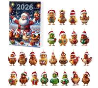 Christmas Calendar Countdown 2D Acrylic Car Chicken Decorations