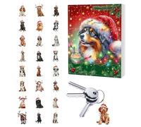 Christmas Calendar Countdown | 2D Acrylic Decorative Pendant - 24 Boxes Dog Wear Santa Hat Design Christmas Countdown Decor | for Kids Girls Boys Toddler New Year