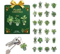 Christmas Calendar Countdown - 2D Acrylic Plant Ornament - 24 Days Plant Christmas Ornaments - for Gardening Lover Holiday Wall Home Seasonal Display Winter Window Party