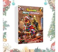 Christmas Calendar Countdown - 2D Acrylic Rooster Pendant, Festive Ornament, Chicken Character Keepsake, Seasonal Display Decorative | Colorful Hanging Accent