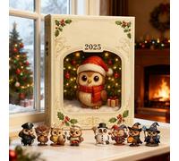 Christmas Calendar Countdown,2D Flat Acrylic Animal-Theme Ornament | 2025 Countdown Calendar Small Owl Ornament,for Men Boys Girls Youth Teens Wife Husband Son Daughter Family Friends