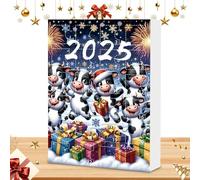 Christmas Calendar - Countdown Advent 2025 | Acrylic Design with Old E | Includes 24 Cartoon Cow Ornaments for Car Decoration for Home and Home Party