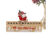 Christmas Calendar Countdown, Sliding Gnome Holiday Ornament, Double-Sided 24 Numbers Design, Display with Wooden Solid Construction, Calendar for Winter Festival Party Home Workplace