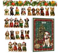 Christmas Calendar for Countdown - Two-dimensional Acrylic Dog Decoration | 24 Day Dog Christmas Decoration | Christmas Tree Desk Window Door Pa