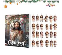 Christmas Calendar Jesus Advent | Christian Decorations 2D Acrylic Jesus Ornaments,24 Days Nativity Christmas Tree Ornament Advent | for Home Wall Car Rearview Mirror Family Vacation