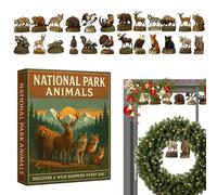 Christmas Calendar - National Parks Countdown Calendar, 2D Acrylic Animal Decorations 24pcs National Park Ornaments for Birthday Party Offices Home