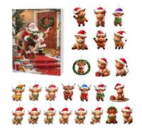 Christmas Calendar - with Festive Motif 2D Acrylic Party Gift Decorations, Christmas Highland Cow Advent Calendar 2025 | For Toddlers, Children, Families, Fun Activity, Teenagers, Girls and