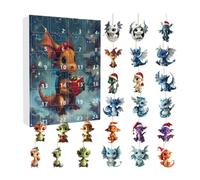 Christmas Calendars,24 Days Dragon Pendant - 2D Acrylic Advent Collectible Holiday Ornament for Indoor Home Festival Decor Teenagers Girls Christmas Tree