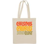 Christmas Calories Don't Count Colorful Graphic Natural Cotton Tote Bag White