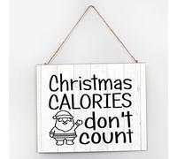 Christmas Calories Don't Count Inspirational Wall Décor Wood Wall Sign 10x12 Inch Painted Wall Art Wood Plaque with Sayings Home Decor for Living Room Office